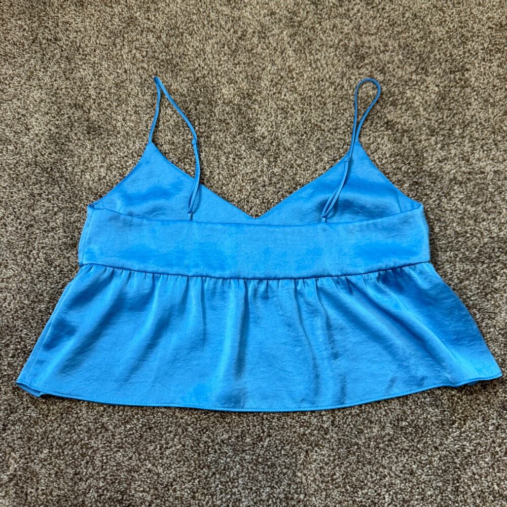 Aritzia Wilfred Lover Satin Camisole V Neck Babydoll Poplin Size XXS Poppy Blue - Picture 3 of 11